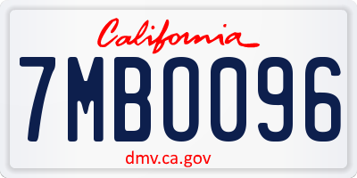 CA license plate 7MBO096