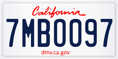 CA license plate 7MBO097