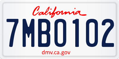 CA license plate 7MBO102
