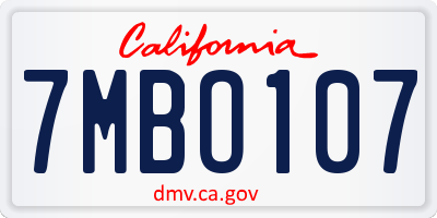 CA license plate 7MBO107