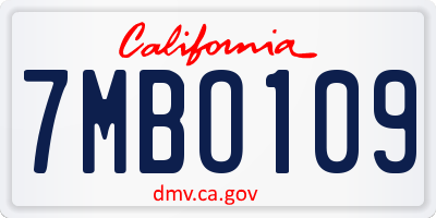CA license plate 7MBO109