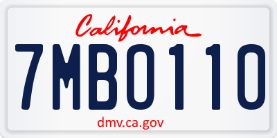 CA license plate 7MBO110