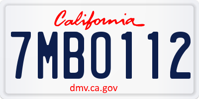 CA license plate 7MBO112