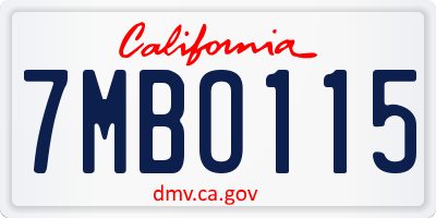 CA license plate 7MBO115