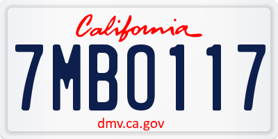 CA license plate 7MBO117