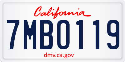 CA license plate 7MBO119