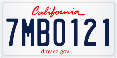 CA license plate 7MBO121