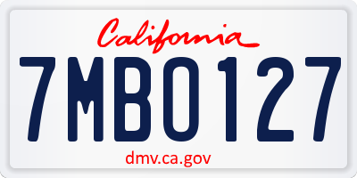 CA license plate 7MBO127