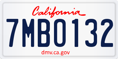 CA license plate 7MBO132