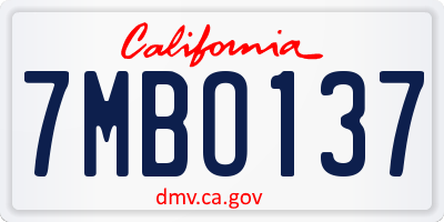 CA license plate 7MBO137