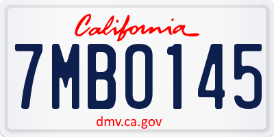 CA license plate 7MBO145
