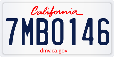 CA license plate 7MBO146