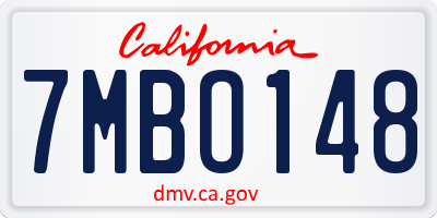 CA license plate 7MBO148