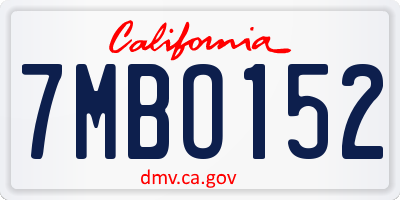 CA license plate 7MBO152