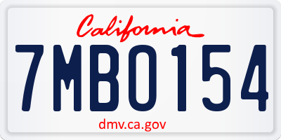 CA license plate 7MBO154