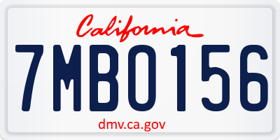 CA license plate 7MBO156