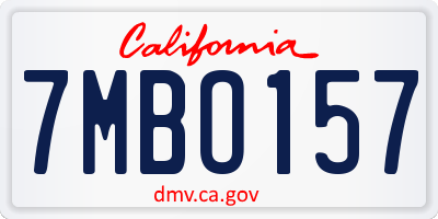 CA license plate 7MBO157