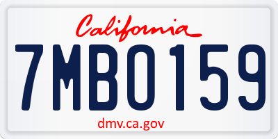 CA license plate 7MBO159