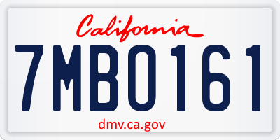 CA license plate 7MBO161