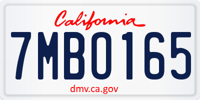 CA license plate 7MBO165