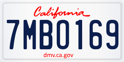 CA license plate 7MBO169