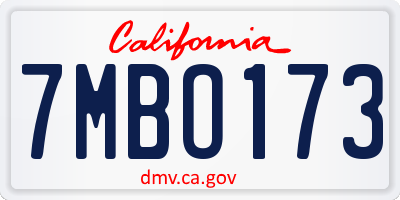 CA license plate 7MBO173
