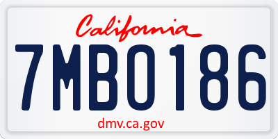 CA license plate 7MBO186