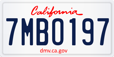 CA license plate 7MBO197