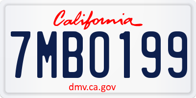 CA license plate 7MBO199