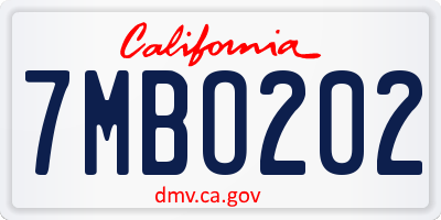 CA license plate 7MBO202