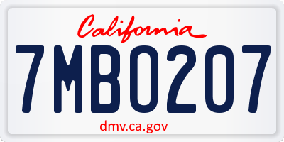 CA license plate 7MBO207