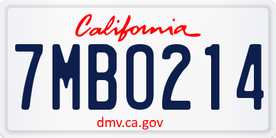 CA license plate 7MBO214