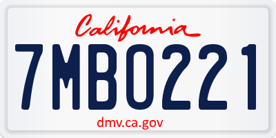 CA license plate 7MBO221