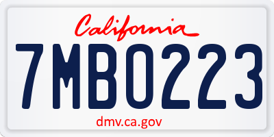 CA license plate 7MBO223