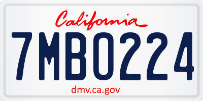 CA license plate 7MBO224