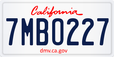 CA license plate 7MBO227