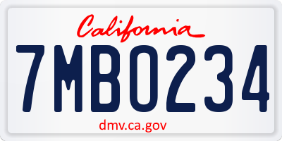 CA license plate 7MBO234