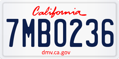 CA license plate 7MBO236