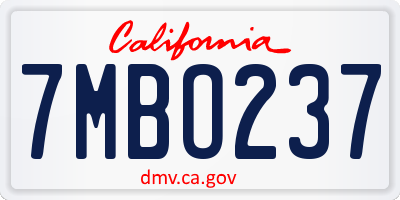 CA license plate 7MBO237