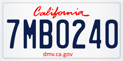 CA license plate 7MBO240