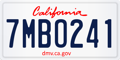 CA license plate 7MBO241
