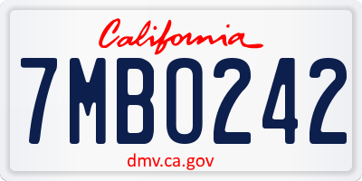 CA license plate 7MBO242