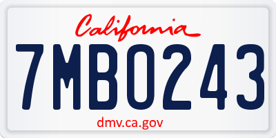 CA license plate 7MBO243