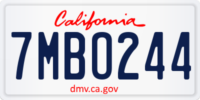 CA license plate 7MBO244