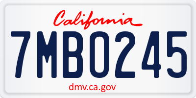 CA license plate 7MBO245