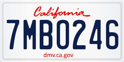 CA license plate 7MBO246