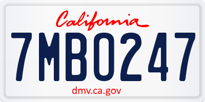 CA license plate 7MBO247