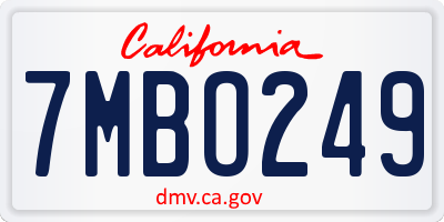 CA license plate 7MBO249