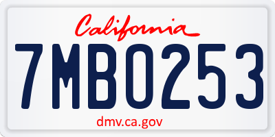 CA license plate 7MBO253