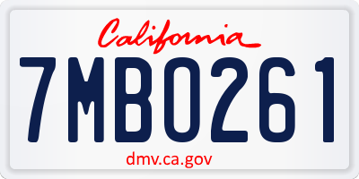 CA license plate 7MBO261